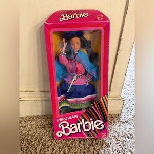 NIB new NRFB Peruvian Barbie dolls of the world pink box 1985 Peru dark hair